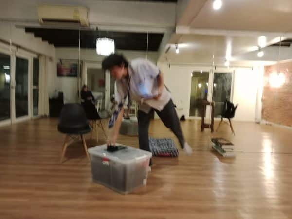 Frankie getting ready for his solo performance