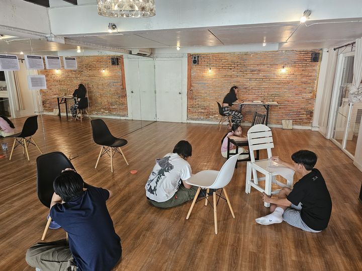 My teenage students hard at work, coming up with their own messages.
 #actingfor…