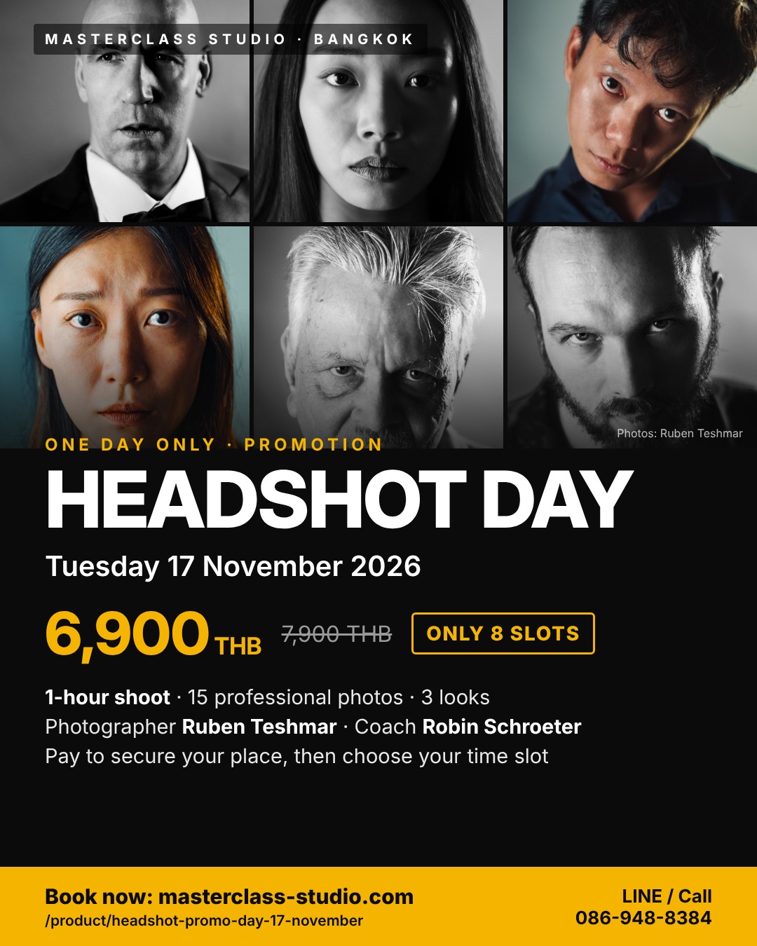 Headshot Promo Day – Tuesday 17 November 2026 (Ruben Teshmar & Robin Schroeter)